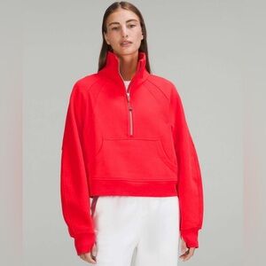 NWOT 🌹 Lululemon Scuba Oversized Funnel Neck Half Zip Carnation Red XS/S